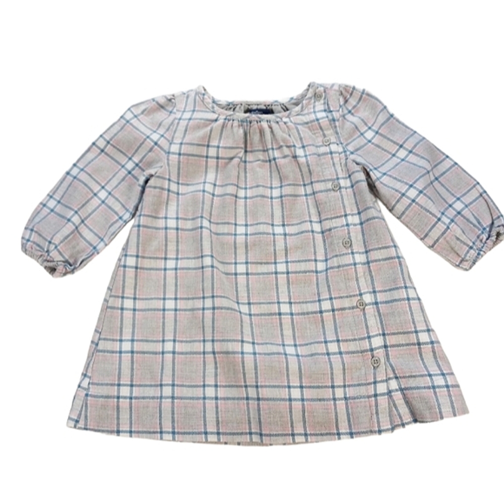GAP Dress Gray, Blue and Pink Plaid Size 6-12 Months